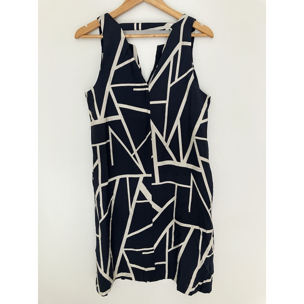 Banana Republic Trapeze Dress Size M In Navy / Beige